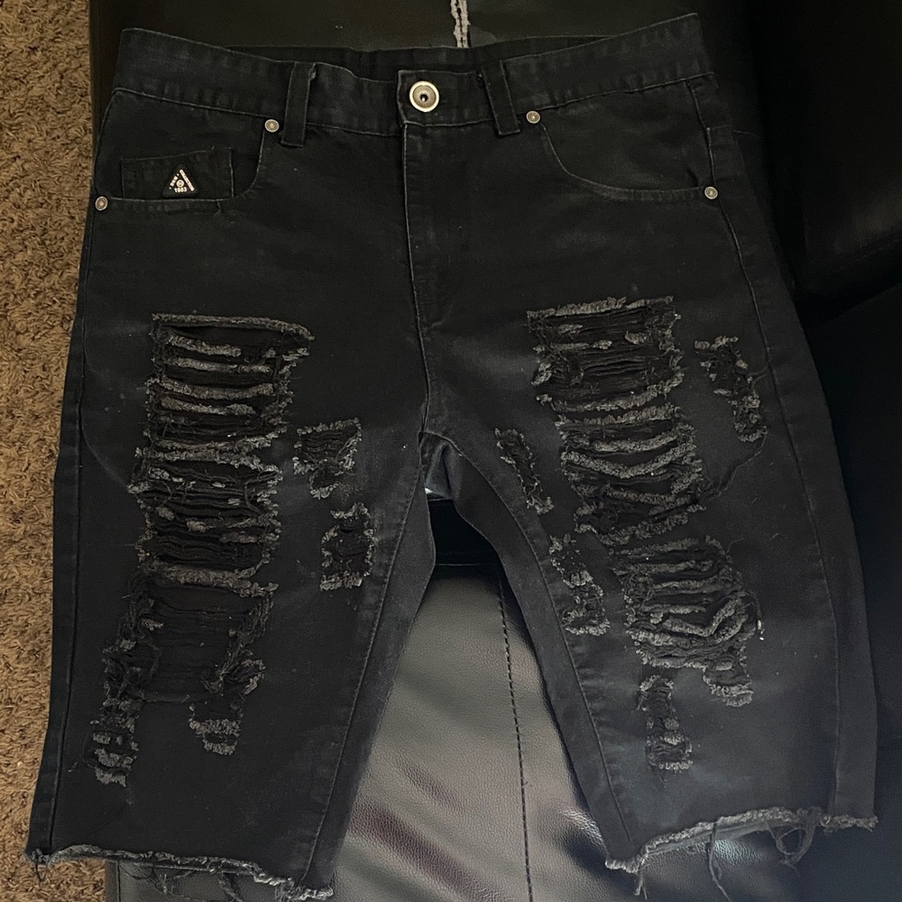 DC Black Distressed Jean Shorts for Men